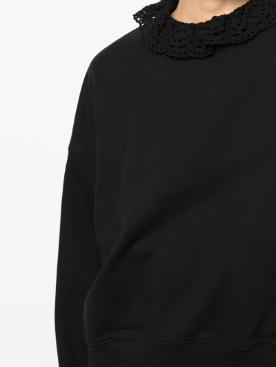 Shop Goen J Crochet-colar Sweatshirt In Black