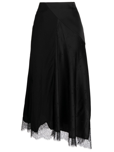 Shop Goen J Jacquard Lace-trim Midi Skirt In Black