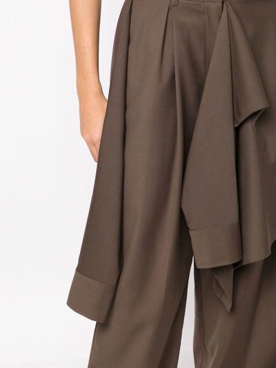 Shop Goen J Layered Shirt Raw-cut Trousers In Brown