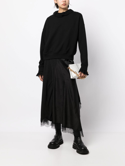 Goen J Jacquard Lace-trim Midi Skirt In Black