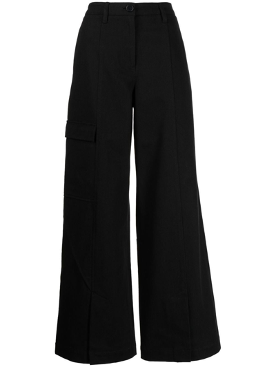 Shop Goen J Wide-leg Cargo Trousers In Black