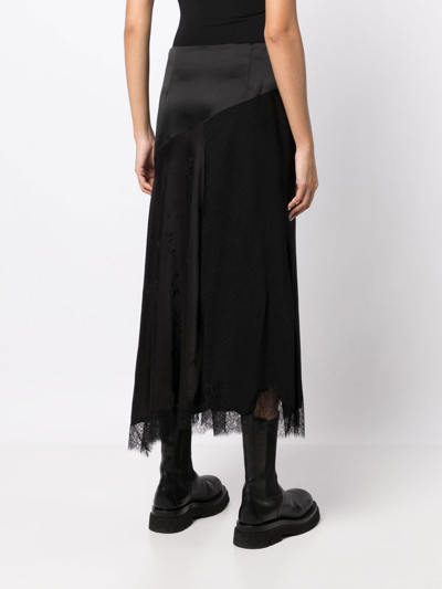 Shop Goen J Jacquard Lace-trim Midi Skirt In Black