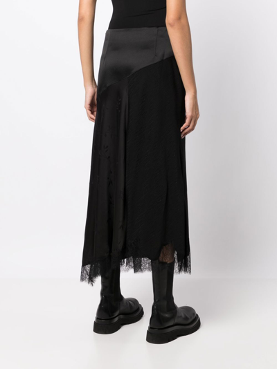 Goen J Jacquard Lace-trim Midi Skirt In Black
