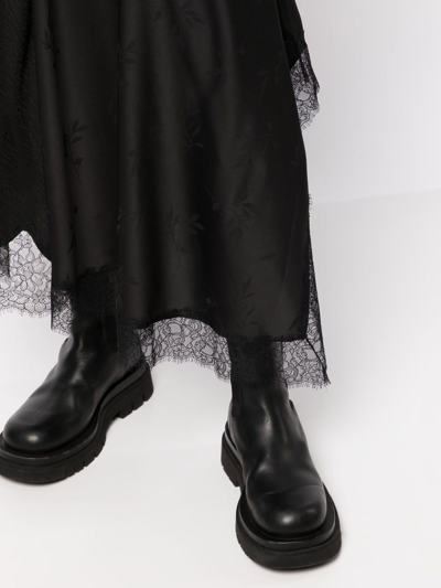 Goen J Jacquard Lace-trim Midi Skirt In Black