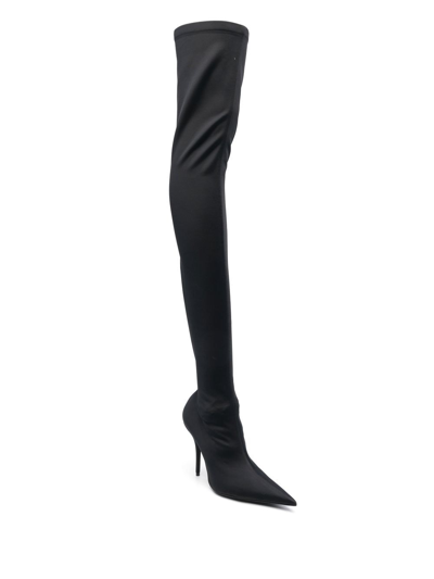 Shop Balenciaga Knife 100mm Over-the-knee Boots In Black