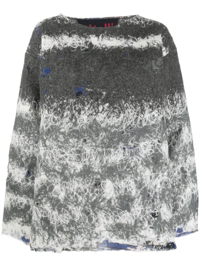 Shop Vitelli Contrasting-stitch Knit Jumper In Grey