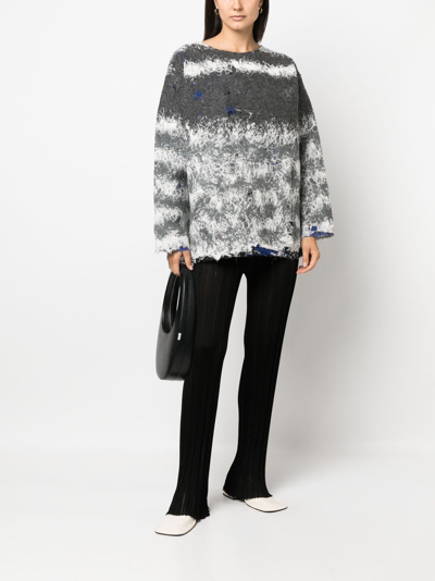 Shop Vitelli Contrasting-stitch Knit Jumper In Grey