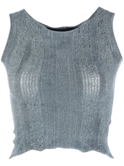 Shop Vitelli Open-knit Sleeveless Top In Blue
