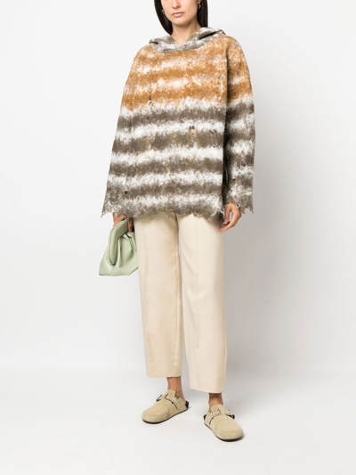 Vitelli Distressed Stripe-print Hoodie In Brown