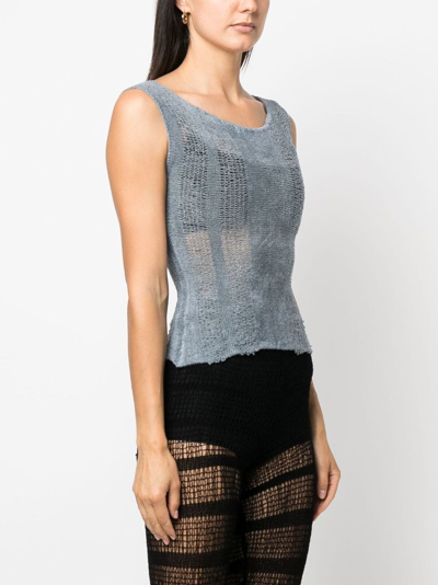 Shop Vitelli Open-knit Sleeveless Top In Blue