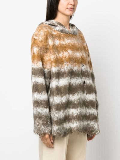 Vitelli Distressed Stripe-print Hoodie In Brown
