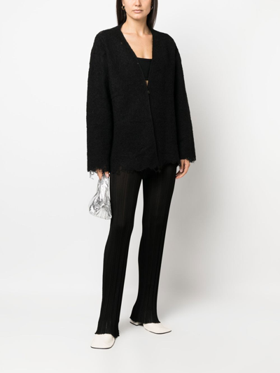 Shop Vitelli Distressed-effect Knit Cardigan In Black