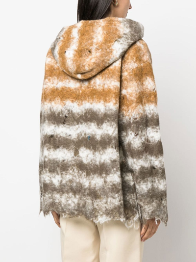 Vitelli Distressed Stripe-print Hoodie In Brown