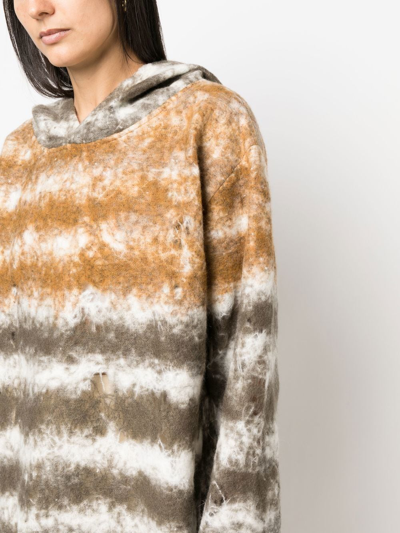 Shop Vitelli Distressed Stripe-print Hoodie In Brown