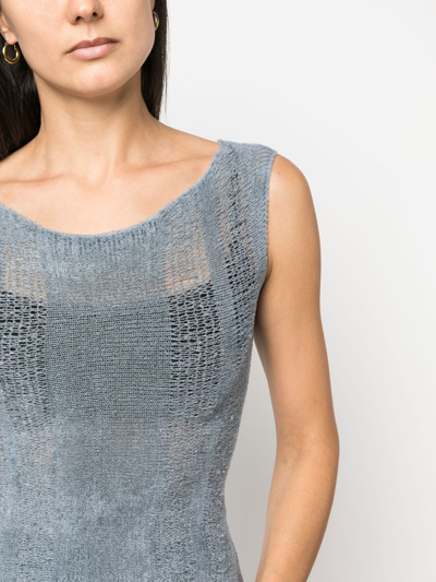 Shop Vitelli Open-knit Sleeveless Top In Blue