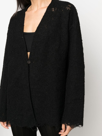 Shop Vitelli Distressed-effect Knit Cardigan In Black