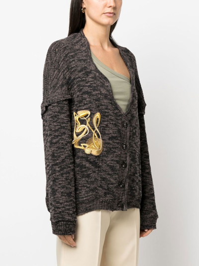 Shop Vitelli Embroidered-detail Knit Cardigan In Brown