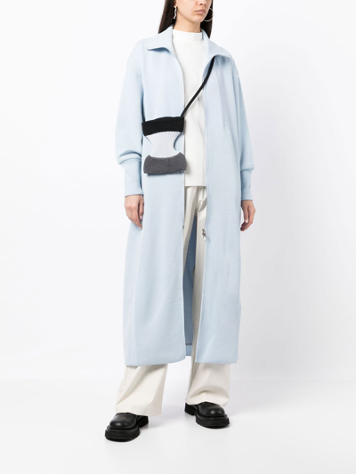Shop Cfcl Milan Zipped Knitted Coat In Blue