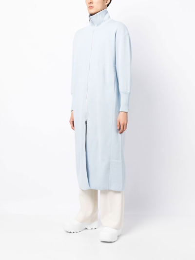 Shop Cfcl Milan Zipped Knitted Coat In Blue