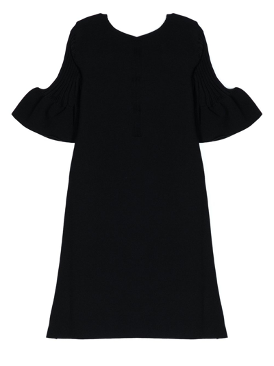Shop Cfcl Flared-sleeve Knitted Dress In Black