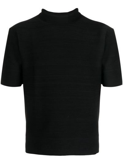Cfcl Garter Mock Neck Recycled Polyester Blend T-shirt In Black 