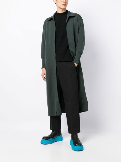 Shop Cfcl Milan Zipped Knitted Coat In Green