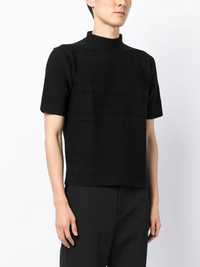 Cfcl Garter Mock Neck Recycled Polyester Blend T-shirt In Black 