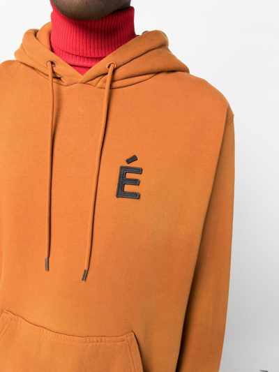 Shop Etudes Studio Chest Logo-patch Detail Hoodie In Brown