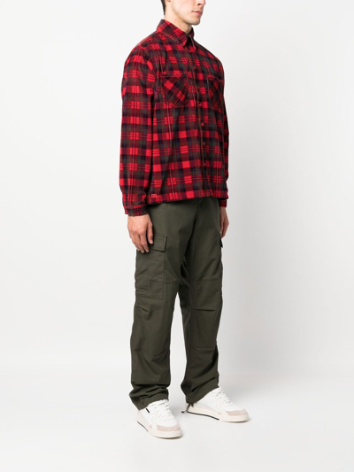 Erl Corduroy Check Shirt In Red