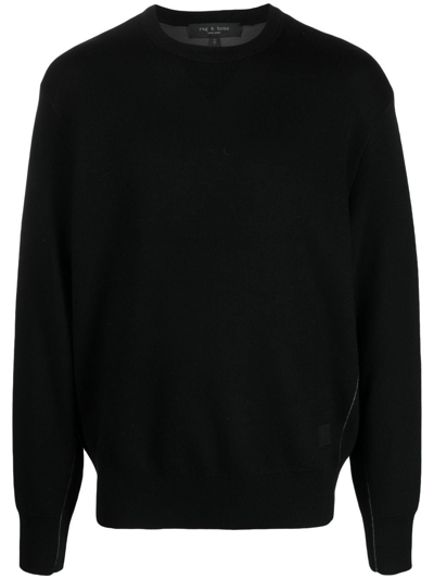 Shop Rag & Bone Ribbed-knit Crew-neck Sweater In Black