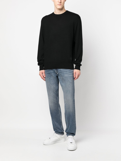 Shop Rag & Bone Ribbed-knit Crew-neck Sweater In Black