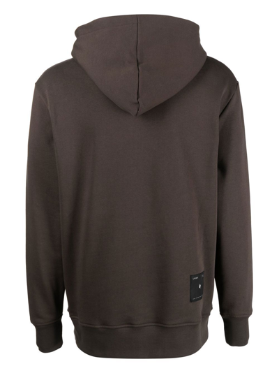 Shop Low Brand Cotton Button-up Hoodie In Brown