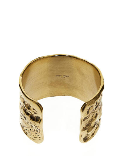 Shop Saint Laurent Arty Textured Cuff Bracelet In Metal