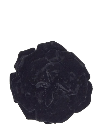 Shop Saint Laurent Small Wild Rose Brooch In Crushed Velvet And Metal