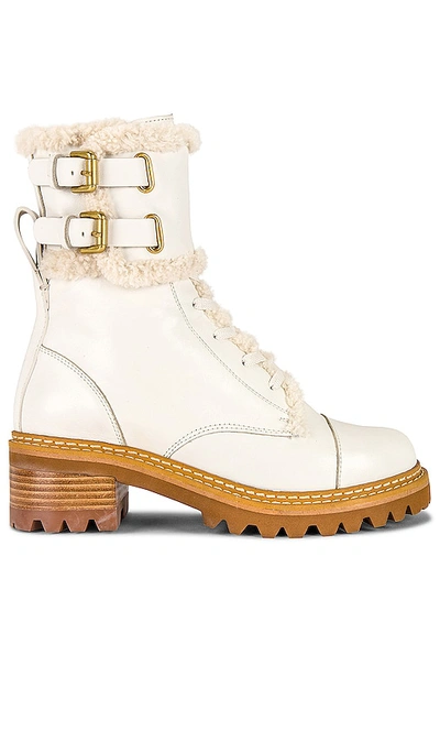 Shop See By Chloé Mallory Boot In Ivory & Shearling Ivory