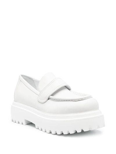 Shop Le Silla Ranger Leather Loafers In White