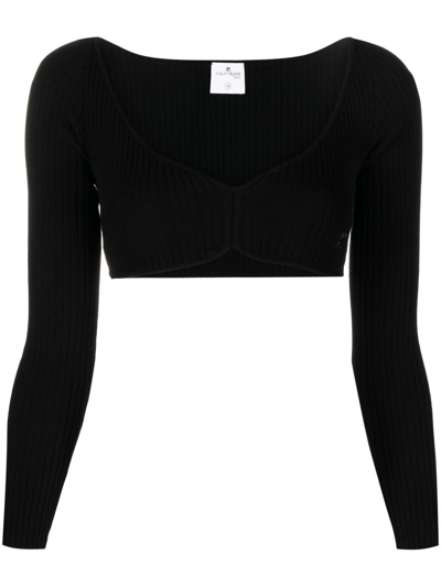 Shop Courrèges Swallow Cropped Top Woman Black In Cotton