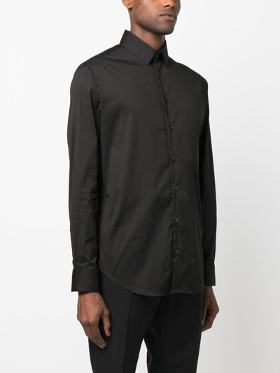 Shop Giorgio Armani Slim-cut Button-down Shirt In Black