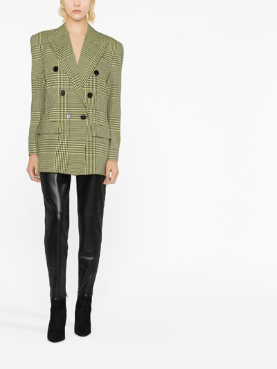 Shop Alexandre Vauthier Prince Of Wales Check-print Blazer In Yellow