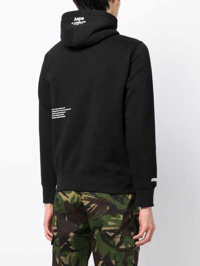 Shop Aape By A Bathing Ape Graphic-print Cotton Hoodie In Bkx