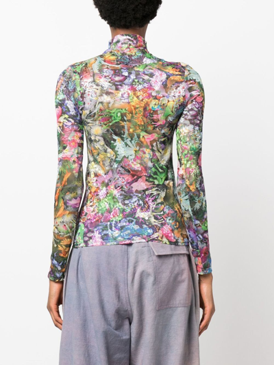 Shop Collina Strada Graphic-print Long-sleeve Top In Blue