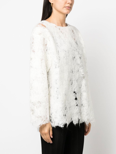 Shop Vitelli Open-knit Detail Jumper In White