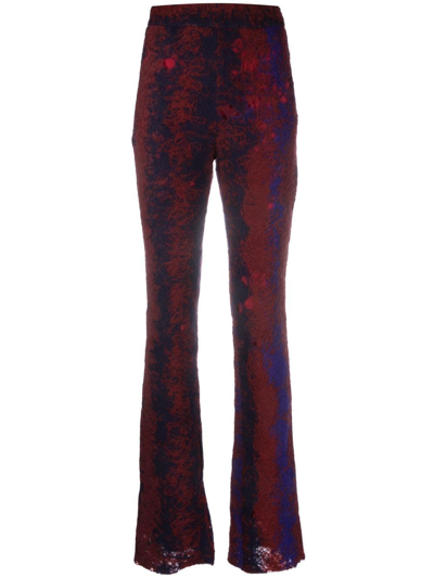 Shop Vitelli Flared Contrasting-stitch Trousers In Purple