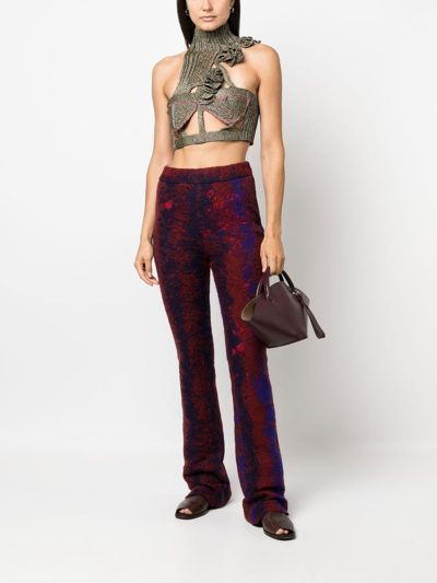 Shop Vitelli Flared Contrasting-stitch Trousers In Purple