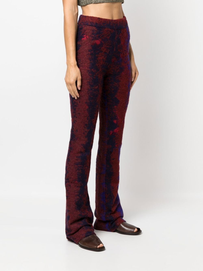 Shop Vitelli Flared Contrasting-stitch Trousers In Purple