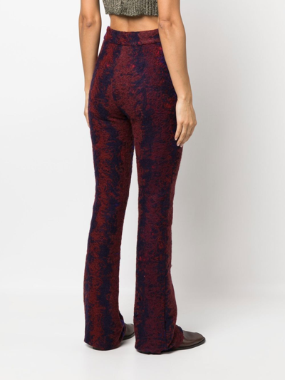 Shop Vitelli Flared Contrasting-stitch Trousers In Purple