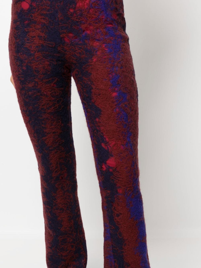 Shop Vitelli Flared Contrasting-stitch Trousers In Purple