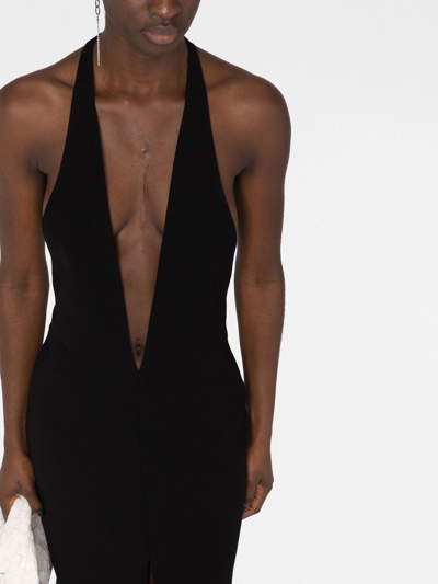 Shop Monot Plunging V-neck Low-back Dress In Black