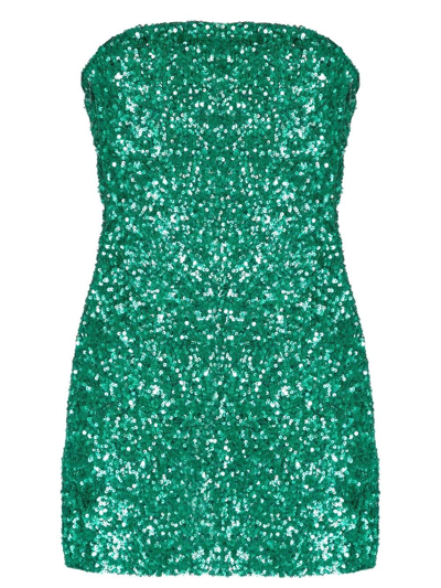 Shop Retroféte Heather Sequin-embellished Mini Dress In Green