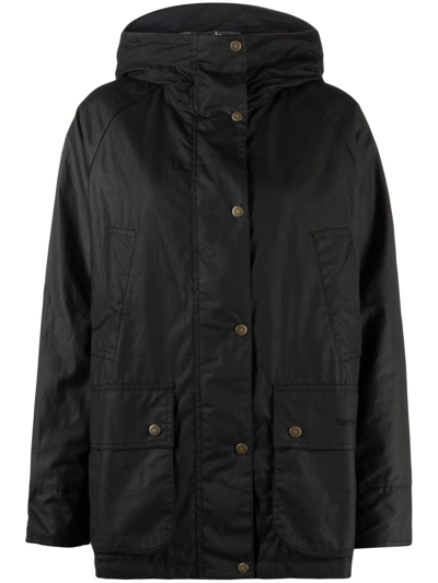 Shop Barbour Press-stud Hooded Jacket In Black